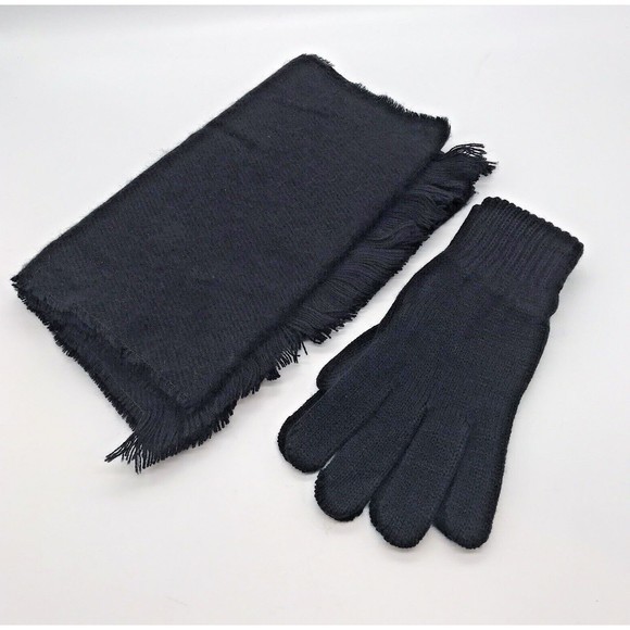 Vintage Bill Blass Matching Black Acrylic Muffler and Gloves Set Womens OSFM NOS - Picture 4 of 7